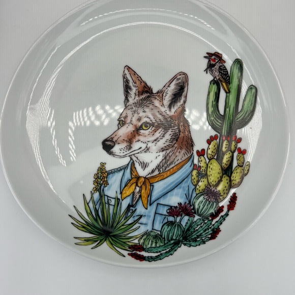 West Elm Rachel Kozlowski Dapper Animals Plate Desert Coyote - Picture 1 of 6